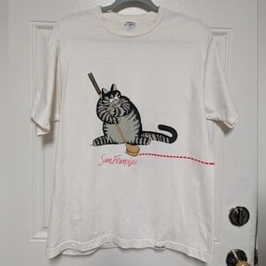 CRAZY Shirts San Francisco KLIBAN Golf Cat Medium Shirt 90s Vtg Single Stitch